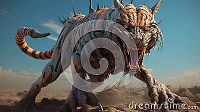 Abstract Style Beast Of The Sand Tiger Monster 3d Wallpapers Stock Photo