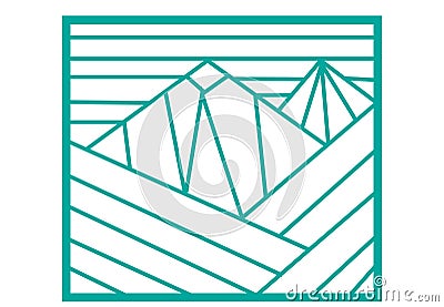 Abstract style line art of mountains and valleys. Editable Clip Art. Vector Illustration