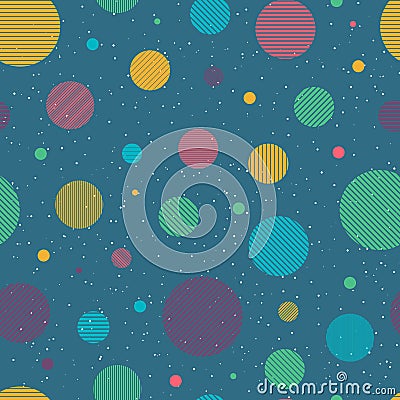 Abstract stylish multicolored circles seamless pattern. Circles are formed by stripes. Vertical, horizontal and diagonal stripes Stock Photo