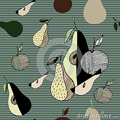 Abstract stylized fruits Vector Illustration