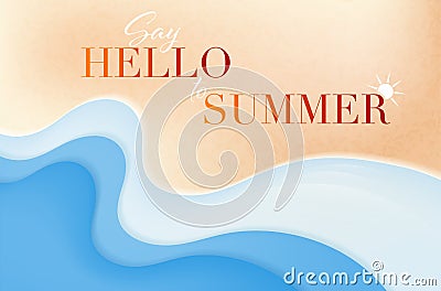 Abstract summer beach with sea waves and sand Vector Illustration