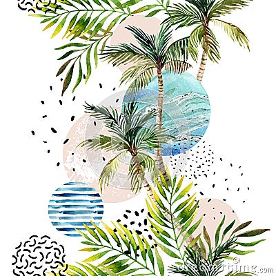 Abstract summer geometric background. Cartoon Illustration