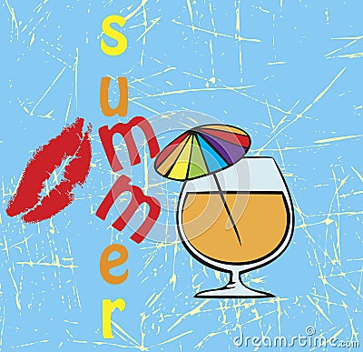 Abstract summer kiss Vector Illustration