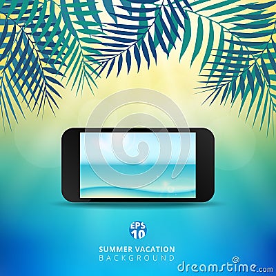 Abstract of summer time background with mobile and leaves of nat Vector Illustration