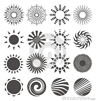 Abstract sun shapes collection Vector Illustration