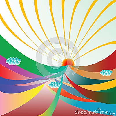 Abstract sunshine over the mountains Vector Illustration