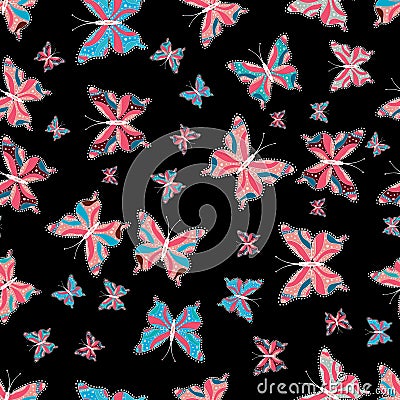 Butterfly on neutral, black and pink background Cartoon Illustration