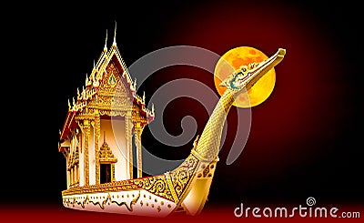 Abstract Suphannahong buddhist church . in the full moon of drea Stock Photo