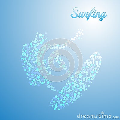 Abstract surfer from dots Vector Illustration