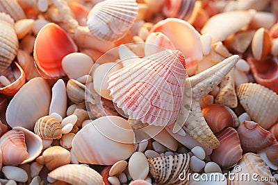 Abstract and surreal corals and seashells background Stock Photo