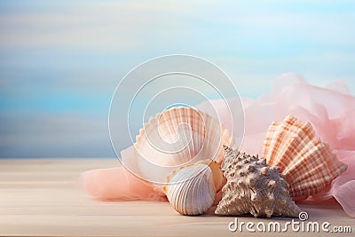 Abstract and surreal corals and seashells background Stock Photo