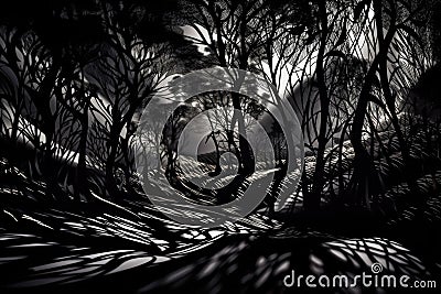abstract and surreal landscape with intricate patterns of light and shadows Stock Photo