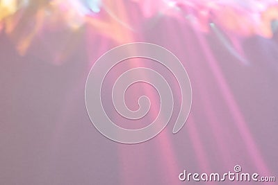 Abstract surreal rainbow pink light rays, neon light refraction overlay effect Stock Photo