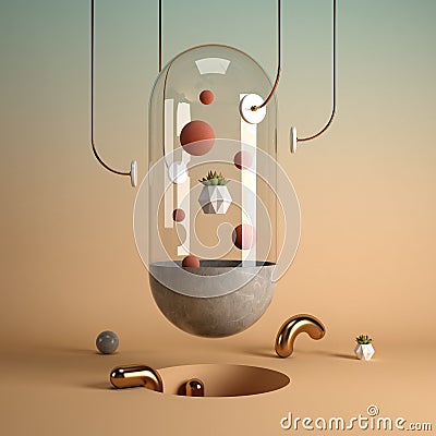 Abstract surrealism shape art 3D rendering Stock Photo