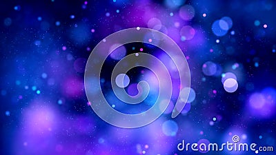 Abstract Sweet Dark Shiny Blue Purple Blurry Focus Hazy Bokeh Light Circles Glitter Dust Stock Photo