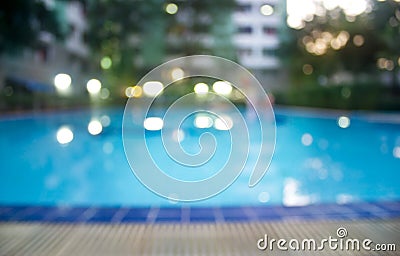 Abstract swimming pool evening in the park, soft and blur concept Stock Photo