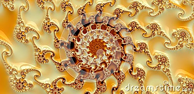 Abstract swirl mandala fractal pattern in yellow color. Psychedelic twist texture Stock Photo