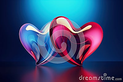 Abstract swirling hearts in blue and red hues. Valentines day Stock Photo