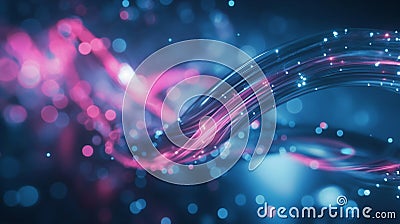 Abstract swirls of pink and blue light with sparkling particles, creating a dynamic and mesmerizing visual effect Cartoon Illustration