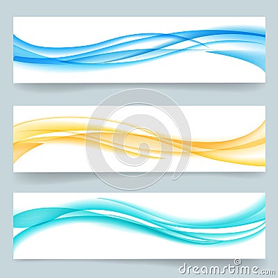 Abstract swoosh smooth wavy line headers or Vector Illustration