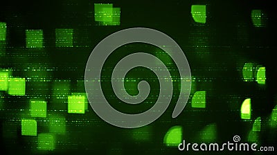 Abstract symbols and green squares blurry lights Stock Photo
