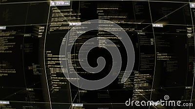 Abstract system error of programming code, computer crash. Animation. Display of computer that is going to explode Stock Photo