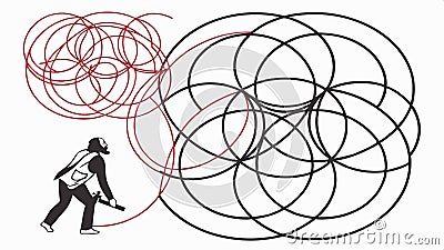 Abstract tangled lines, chaotic design, complex pattern, abstract line art vector design Generative AI Vector Illustration