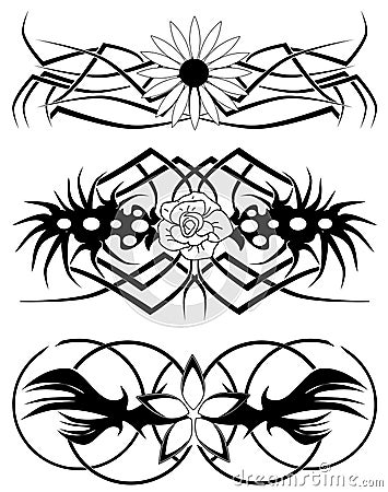 Abstract tattoos with flower Vector Illustration