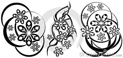 Abstract tattoos with flower Vector Illustration