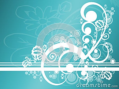 Abstract Teal Floral Cartoon Illustration