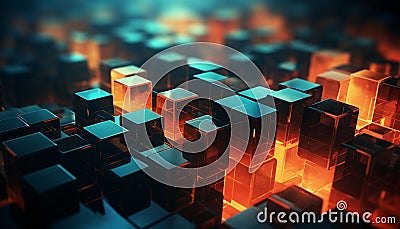 Abstract tech background with cubes. Glass colorful cubes close-up Stock Photo