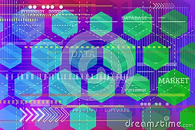Abstract tech background with geometric shapes. Vector Illustration