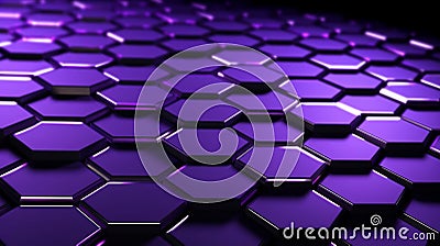 Abstract Tech Background with Shimmering Purple Hexagons Stock Photo