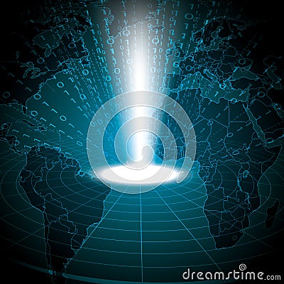 Abstract tech binary blue global Vector Illustration