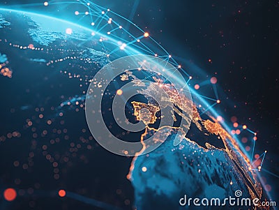 Abstract tech Earth globalization Stock Photo