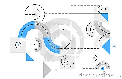 Abstract tech engineering draft vector background, mechanical blueprint technology digital system. Vector Illustration