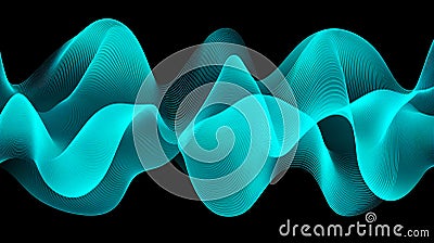 This abstract tech piece features soft green digital waves, enhanced by glowing edges, producing a fluid pattern, Generated AI Stock Photo