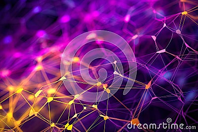 Abstract Tech Polygons Background, is a futuristic digital artwork featuring complex geometric shapes and patterns. Stock Photo