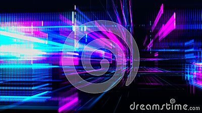 Abstract techno background. Three-dimensional composition of intersecting multi-colored grids. Information technology Stock Photo