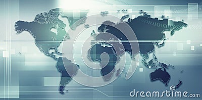 Abstract techno backgrounds with Earth map Stock Photo