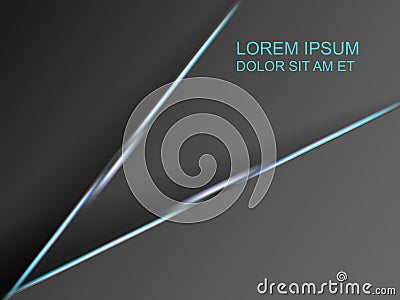 Abstract techno, business background with big triangles and metallic glowing stripes. Vector Illustration