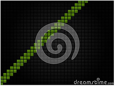 Abstract technological background in the form of a black mosaic with a green stripe Stock Photo