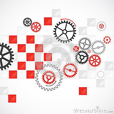 Abstract technological background with various cogwheels Vector Illustration