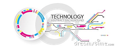 Abstract technological background with various elements. CMYK co Vector Illustration