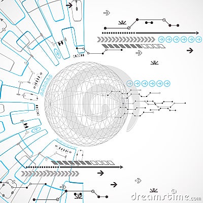 Abstract technological background with various elements Vector Illustration