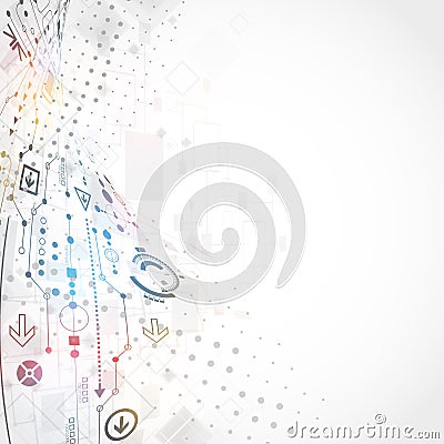 Abstract technological background with various technological elements Vector Illustration