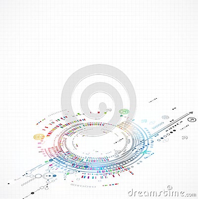 Abstract technological background with various technological elements Vector Illustration