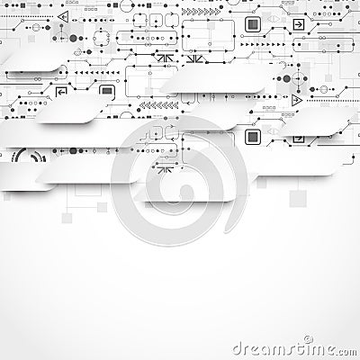 Abstract technological background with various technological elements Vector Illustration