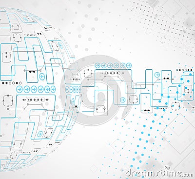 Abstract technological background with various technological elements Vector Illustration