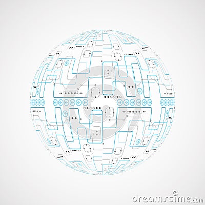 Abstract technological background with various technological elements Vector Illustration